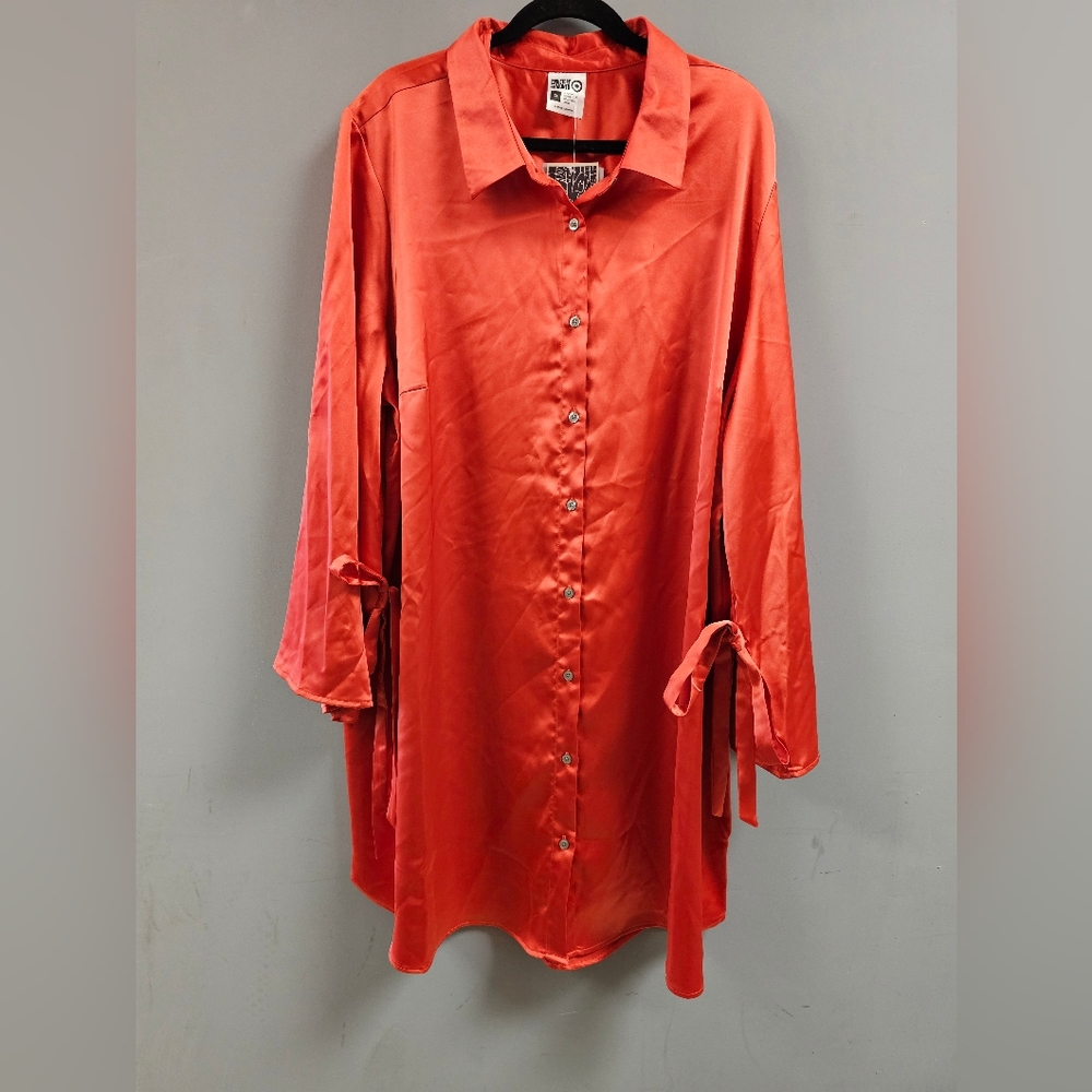 Women's Long Sleeve Satin Button-Down Shirt